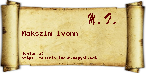 Makszim Ivonn névjegykártya
